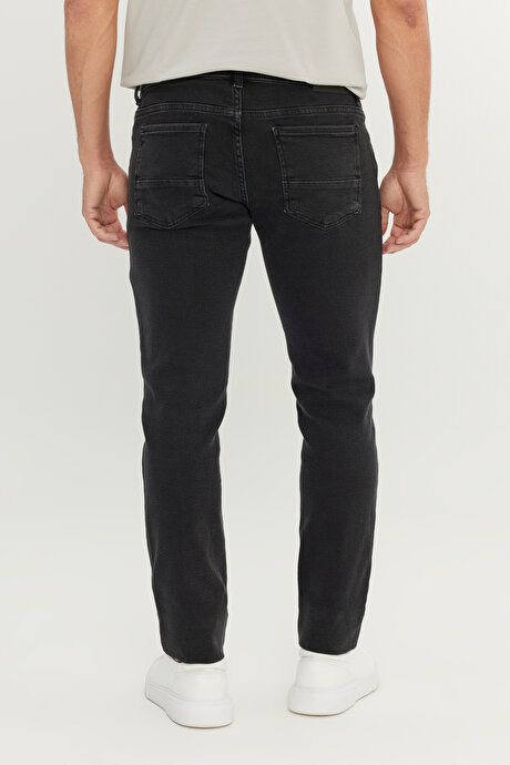 Pamuklu Slim Fit Dar Kesim 5 Cep Esnek Jean Denim Kot Siyah Denim Pantolon resmi