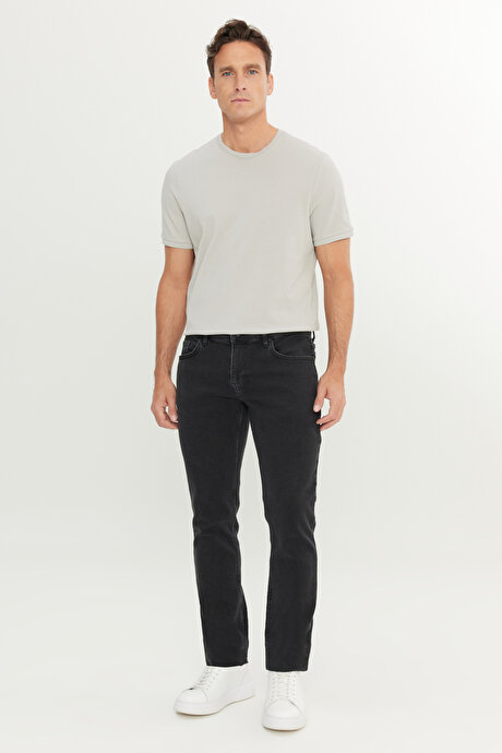 Pamuklu Slim Fit Dar Kesim 5 Cep Esnek Jean Denim Kot Siyah Denim Pantolon resmi
