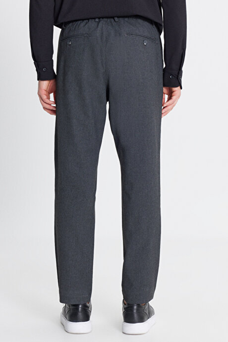 Slim Fit Dar Kesim Beli Bağlamalı Yan Cepli Antrasit Pantolon resmi