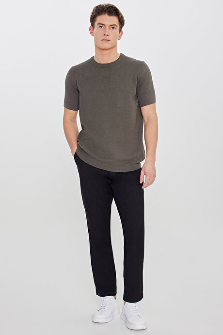 Slim Fit Dar Kesim Beli Bağlamalı Yan Cepli Siyah Pantolon resmi