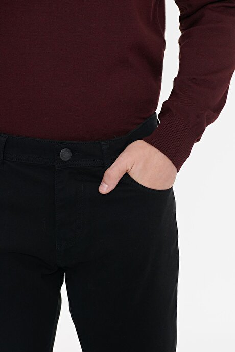 Pamuklu Slim Fit Dar Kesim 5 Cepli Esnek Casual Siyah Pantolon resmi