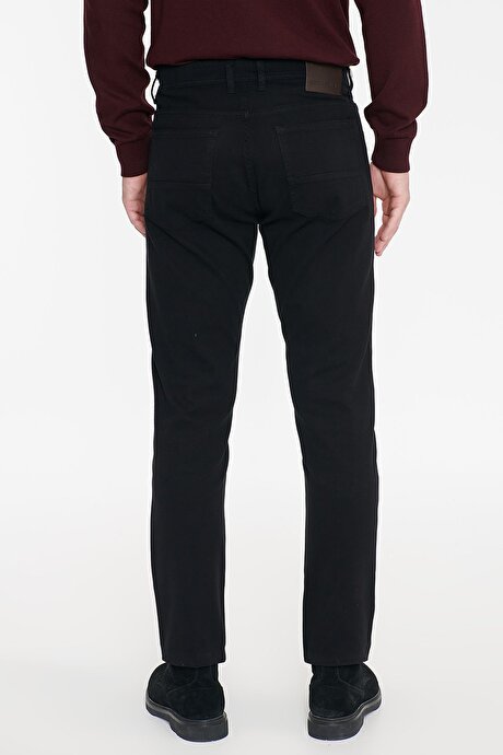Pamuklu Slim Fit Dar Kesim 5 Cepli Esnek Casual Siyah Pantolon resmi