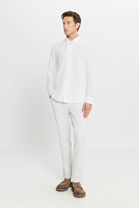 Slim Fit Dar Kesim Beli Bağlamalı Yan Cepli Esnek Casual Gri Pantolon resmi