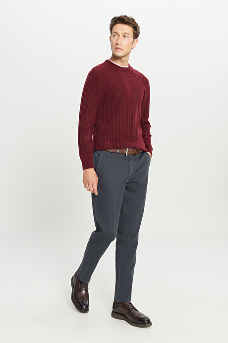 Pamuklu Slim Fit Dar Kesim Yan Cepli Casual Esnek Antrasit Pantolon resmi