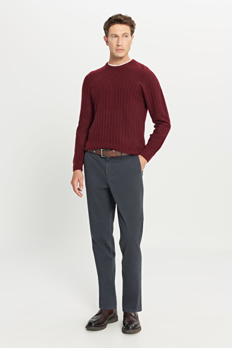 Pamuklu Slim Fit Dar Kesim Yan Cepli Casual Esnek Antrasit Pantolon resmi