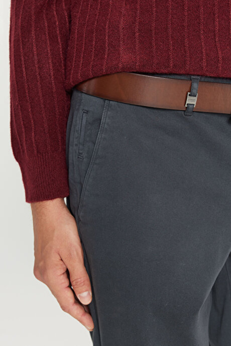 Pamuklu Slim Fit Dar Kesim Yan Cepli Casual Esnek Antrasit Pantolon resmi