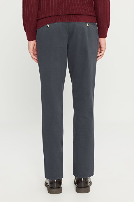 Pamuklu Slim Fit Dar Kesim Yan Cepli Casual Esnek Antrasit Pantolon resmi