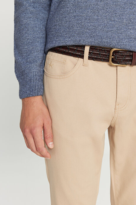 Pamuklu Slim Fit Dar Kesim 5 Cepli Esnek Casual Bej Pantolon resmi