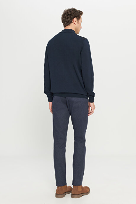 Pamuklu Slim Fit Dar Kesim 5 Cepli Esnek Casual Lacivert Pantolon resmi