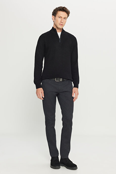 Pamuklu Slim Fit Dar Kesim 5 Cepli Esnek Casual Siyah Pantolon resmi