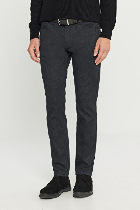 Pamuklu Slim Fit Dar Kesim 5 Cepli Esnek Casual Siyah Pantolon resmi