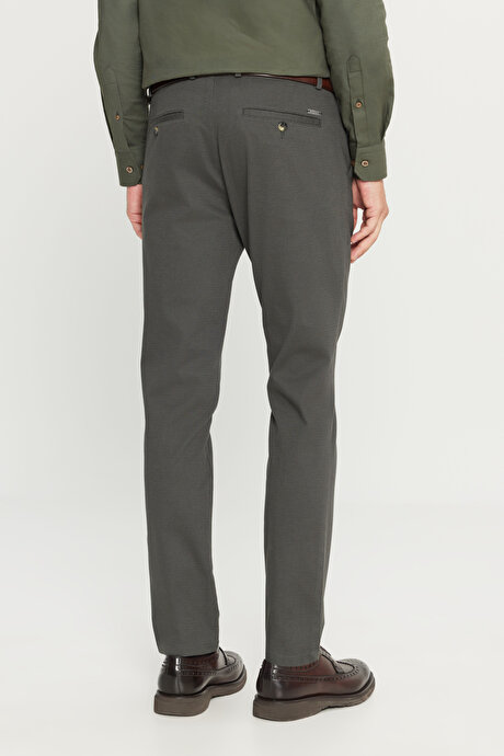 Pamuklu Slim Fit Dar Kesim Yan Cep Armürlü Esnek Casual Yeşil Pantolon resmi