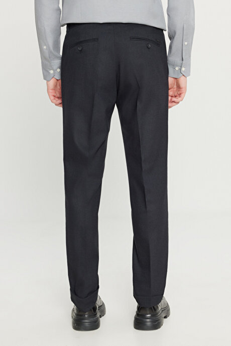 Slim Fit Dar Kesim Gizli Lasiktli Yan Cepli Esnek Klasik Antrasit Pantolon resmi