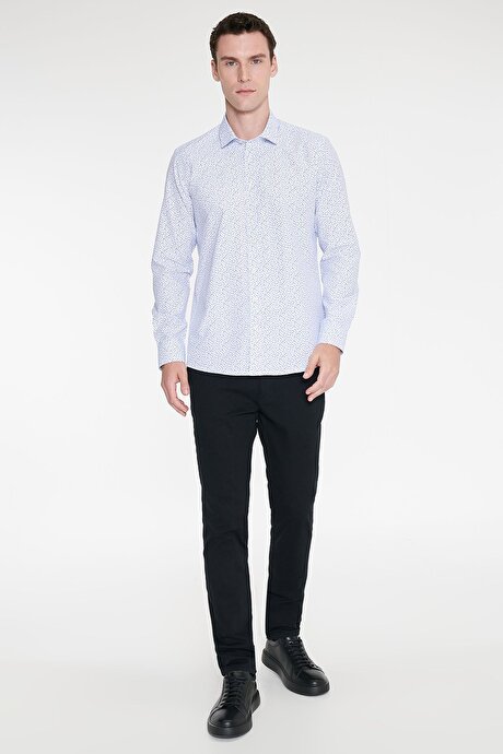 Pamuklu Slim Fit Dar Kesim Yan Cepli Armürlü Esnek Casual Siyah Pantolon resmi
