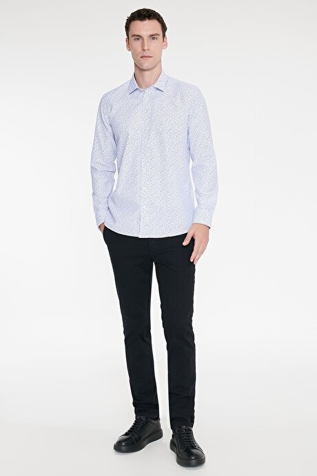 Pamuklu Slim Fit Dar Kesim Yan Cepli Armürlü Esnek Casual Siyah Pantolon resmi