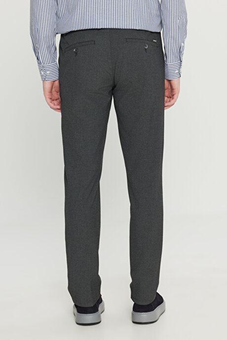 Slim Fit Dar Kesim Beli Bağlamalı Yan Cepli Casual Jogger Antrasit Pantolon resmi
