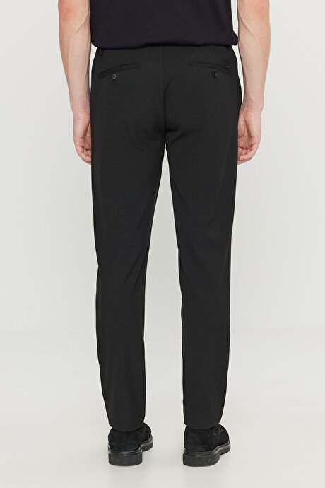 Slim Fit Dar Kesim Beli Bağlamalı Yan Cepli Casual Jogger Siyah Pantolon resmi