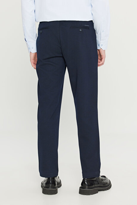 Jogger Slim Fit Dar Kesim Yan Cepli Beli Bağlamalı Casual Lacivert Pantolon resmi