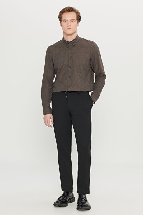 Jogger Slim Fit Dar Kesim Yan Cepli Beli Bağlamalı Casual Siyah Pantolon resmi