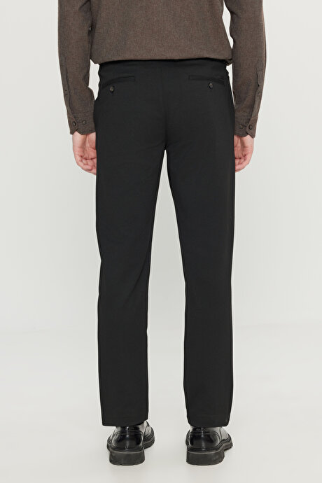 Jogger Slim Fit Dar Kesim Yan Cepli Beli Bağlamalı Casual Siyah Pantolon resmi