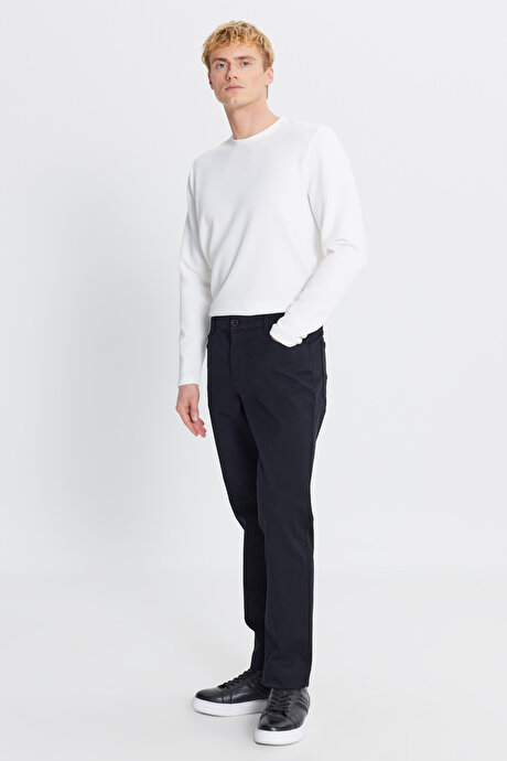 Pamuklu Slim Fit Dar Kesim Armürlü 5 Cepli Esnek Casual Siyah Pantolon resmi