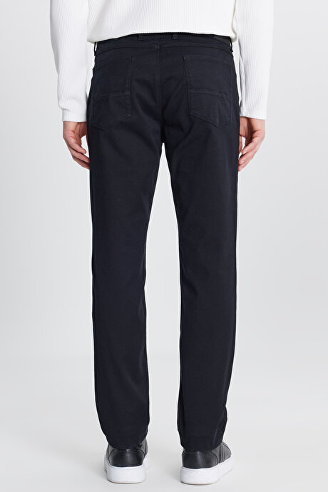 Pamuklu Slim Fit Dar Kesim Armürlü 5 Cepli Esnek Casual Siyah Pantolon resmi