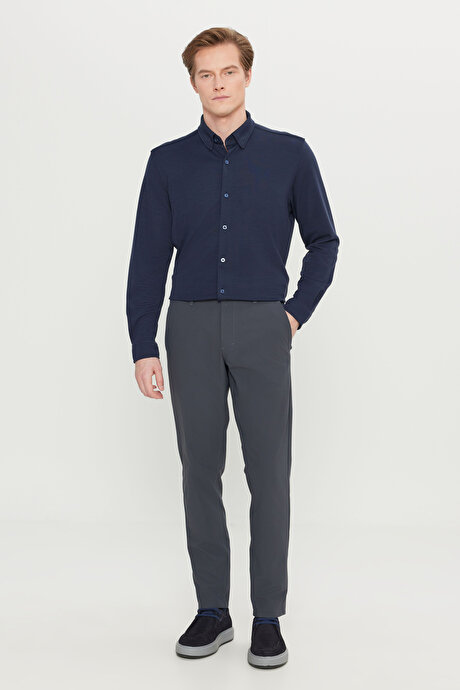 Slim Fit Dar Kesim Yan Cepli Casual Antrasit Pantolon resmi