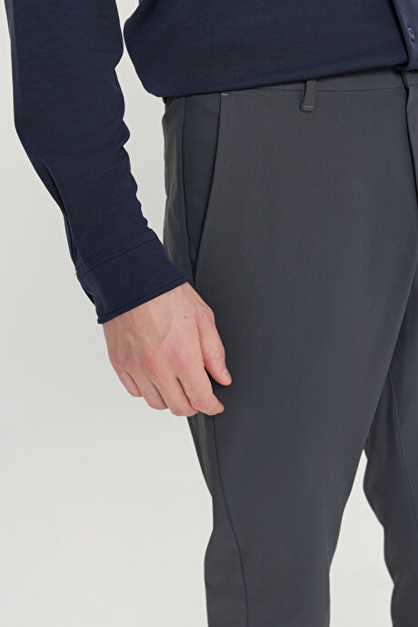 Slim Fit Dar Kesim Yan Cepli Casual Antrasit Pantolon resmi