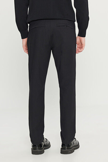 Slim Fit Dar Kesim Yan Cepli Casual Siyah Pantolon resmi