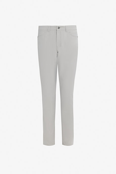 Slim Fit Dar Kesim 5 Cepli Casual Gri Pantolon resmi