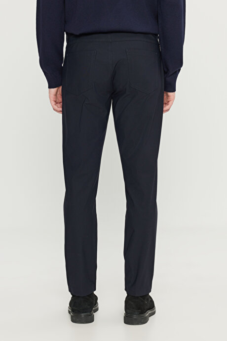 Slim Fit Dar Kesim 5 Cepli Casual Lacivert Pantolon resmi