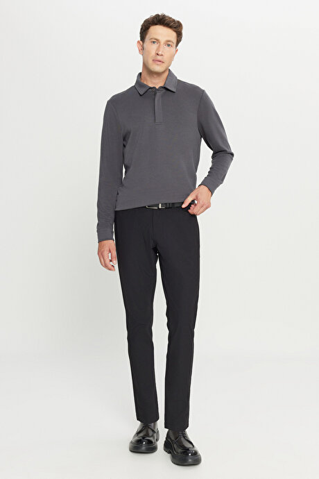 Slim Fit Dar Kesim 5 Cepli Casual Siyah Pantolon resmi
