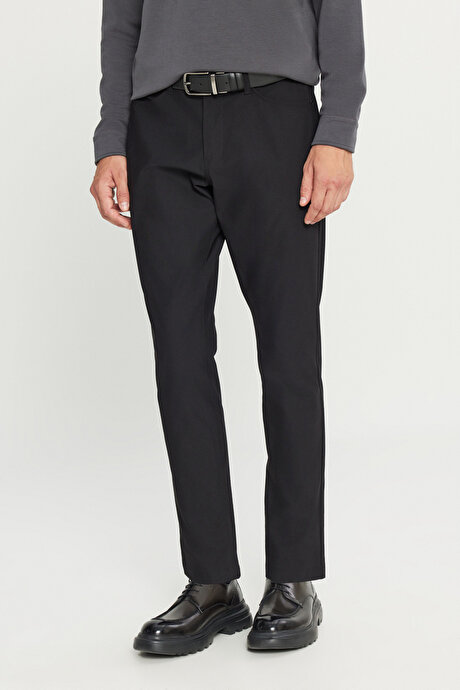 Slim Fit Dar Kesim 5 Cepli Casual Siyah Pantolon resmi