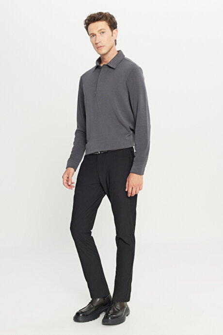 Slim Fit Dar Kesim 5 Cepli Casual Siyah Pantolon resmi