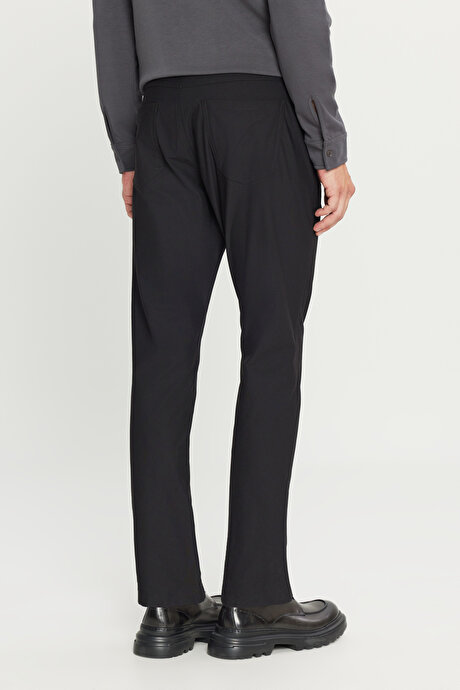 Slim Fit Dar Kesim 5 Cepli Casual Siyah Pantolon resmi