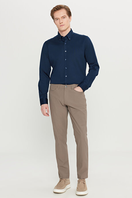 Slim Fit Dar Kesim 5 Cepli Casual Vizon Pantolon resmi