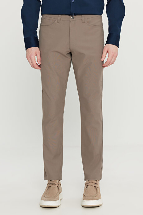 Slim Fit Dar Kesim 5 Cepli Casual Vizon Pantolon resmi