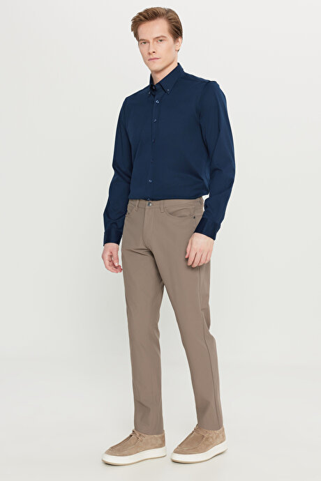 Slim Fit Dar Kesim 5 Cepli Casual Vizon Pantolon resmi