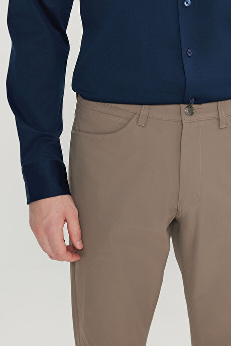 Slim Fit Dar Kesim 5 Cepli Casual Vizon Pantolon resmi