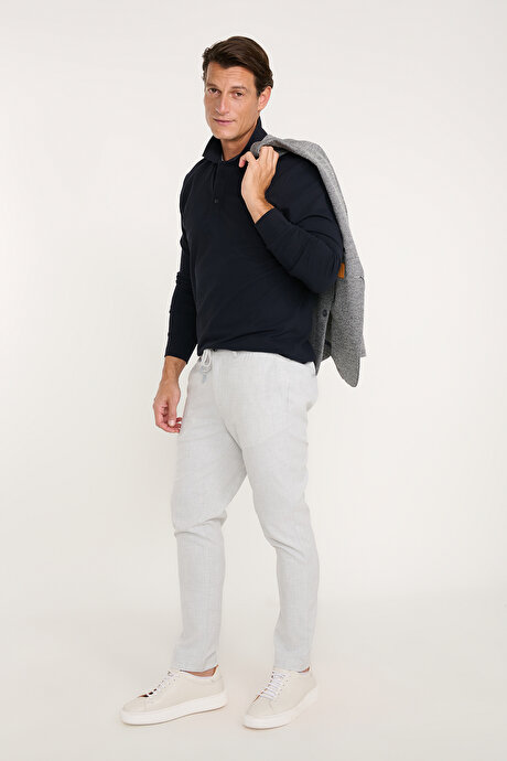 Jogger Slim Fit Dar Kesim Yan Cepli Beli Bağlamalı Taş Pantolon resmi