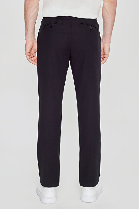 Regular Fit Normal Kesim Yan Cepli Armürlü Casual Siyah Pantolon resmi