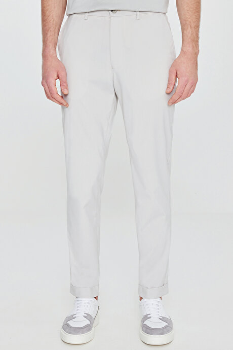 Slim Fit Dar Kesim Beli Lastikli Yan Cepli Casual Taş Pantolon resmi