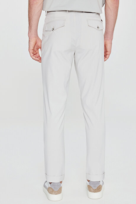 Slim Fit Dar Kesim Beli Lastikli Yan Cepli Casual Taş Pantolon resmi