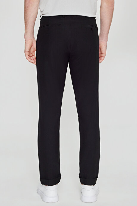 Jogger Slim Fit Dar Kesim Yan Cepli Beli Bağlamalı Casual Siyah Pantolon resmi