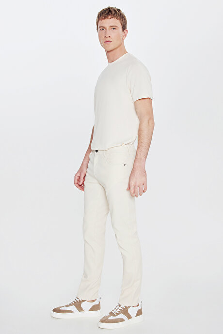Pamuklu Slim Fit Dar Kesim 5 Cepli Armürlü Esnek Casual Taş Pantolon resmi