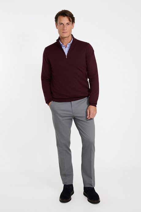 Pamuklu Slim Fit Dar Kesim Yan Cepli Esnek Gri Pantolon resmi