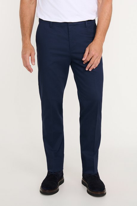 Pamuklu Slim Fit Dar Kesim Yan Cepli Esnek Lacivert Pantolon resmi
