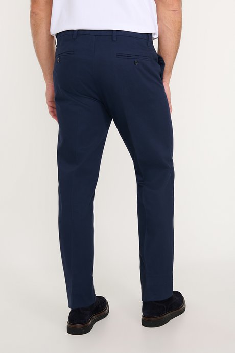 Pamuklu Slim Fit Dar Kesim Yan Cepli Esnek Lacivert Pantolon resmi
