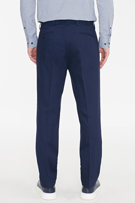 Pamuklu Slim Fit Dar Kesim Yan Cepli Esnek Lacivert Pantolon resmi