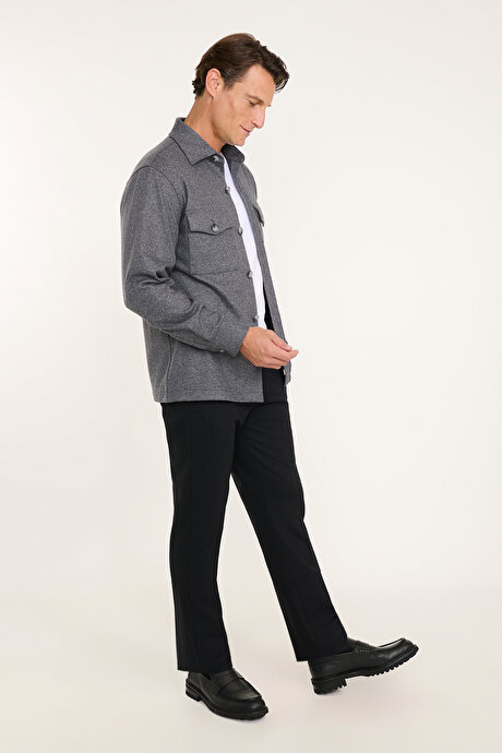 Pamuklu Slim Fit Dar Kesim Yan Cepli Esnek Siyah Pantolon resmi
